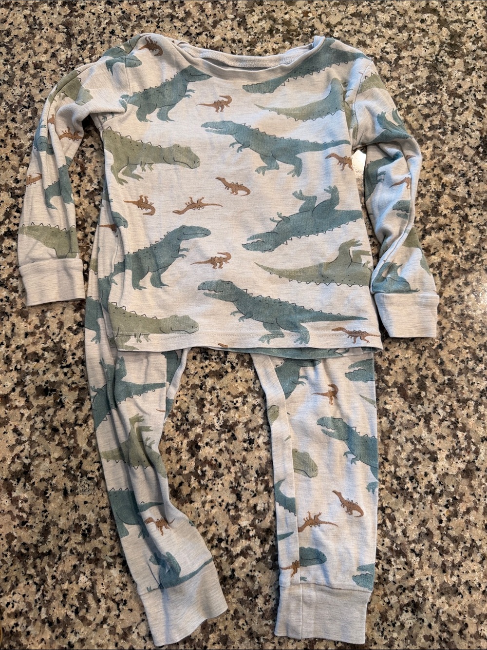 Carter’s Kids Dinosaur-Print Long John Pajama Set - Light Blue & Green Size 3T